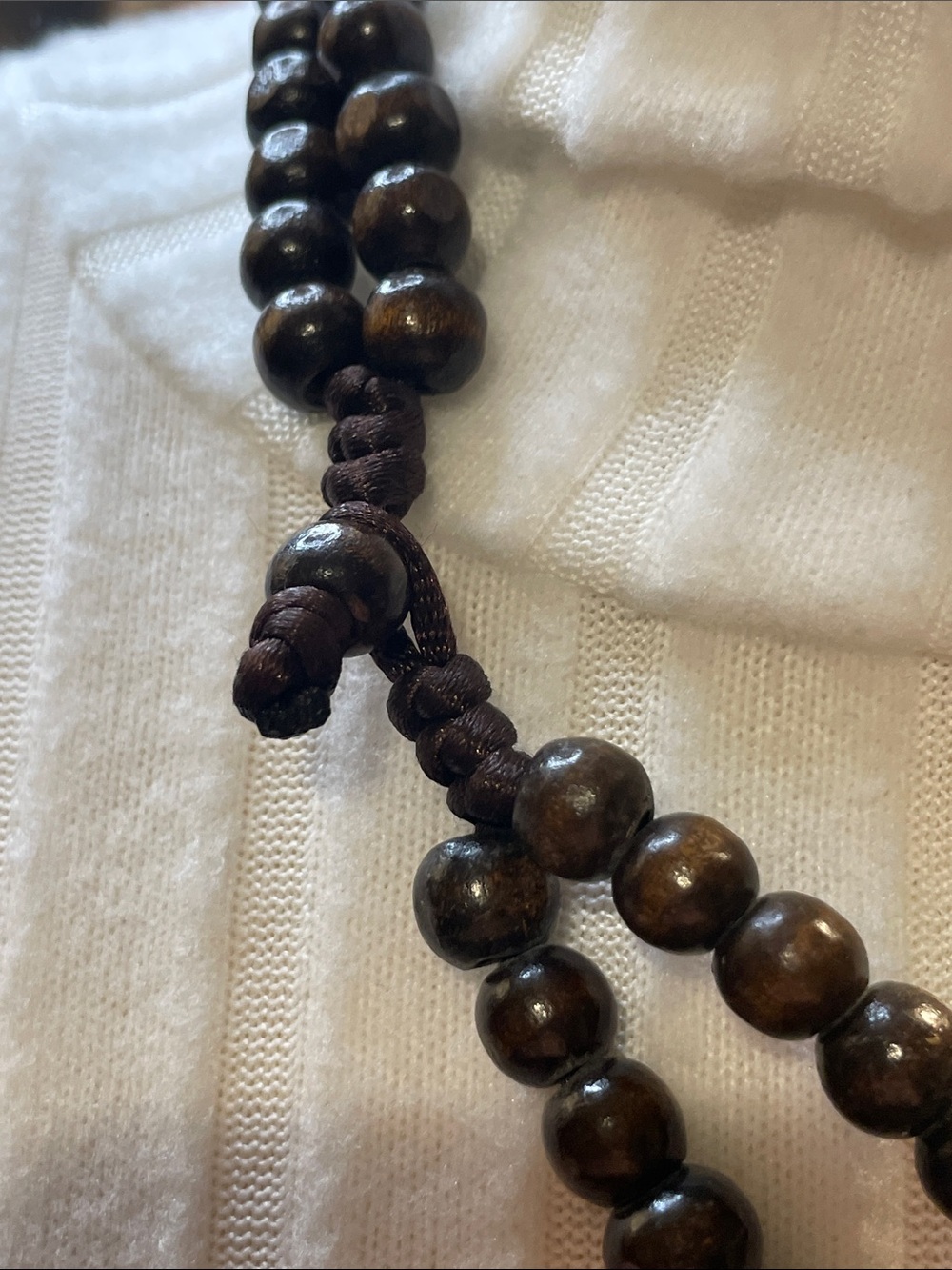 Turquoise and Brown Double Wooded Strand Bead Necklace - Picture 4 of 5